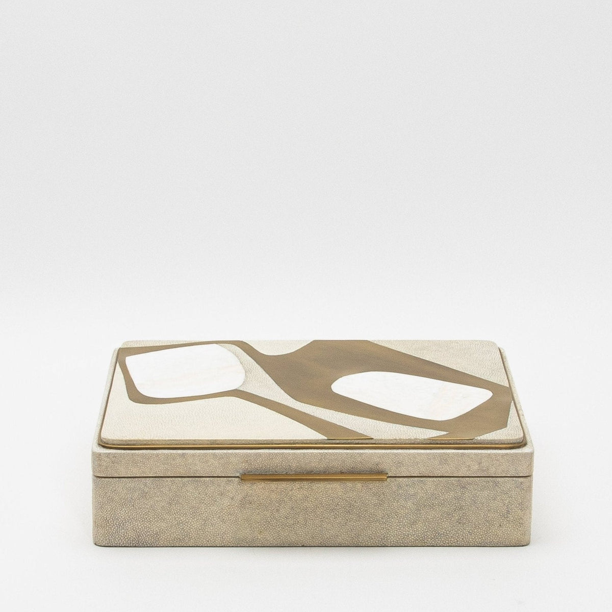 Jewelry Box in Shagreen with Mother of Pearl and Brass Details by R&Y Augousti