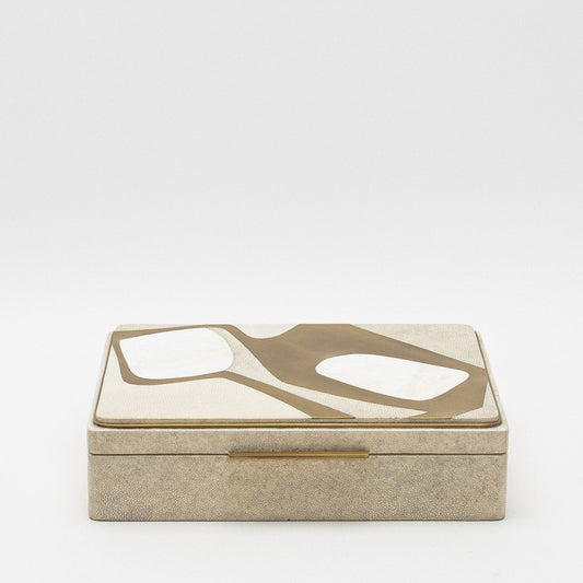 Jewelry Box in Shagreen with Mother of Pearl and Brass Details by R&Y Augousti