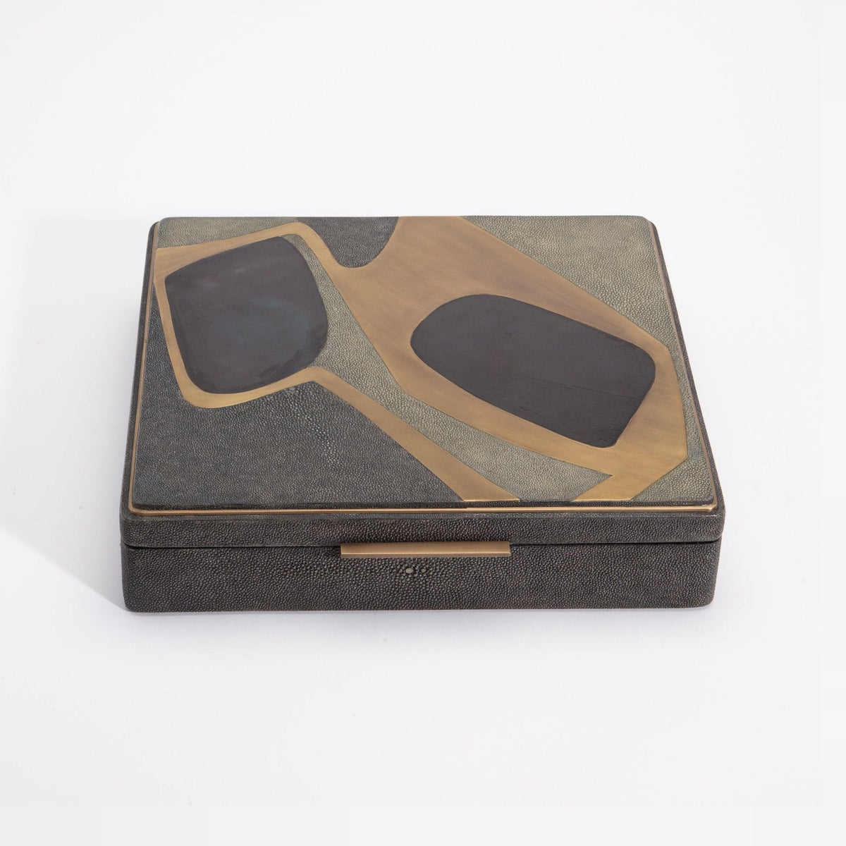 Jewelry Box in Shagreen with Shell and Brass Details by Kifu Paris
