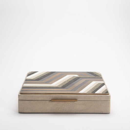 Jewelry Box in Shagreen with Shell and Brass Details by Kifu Paris