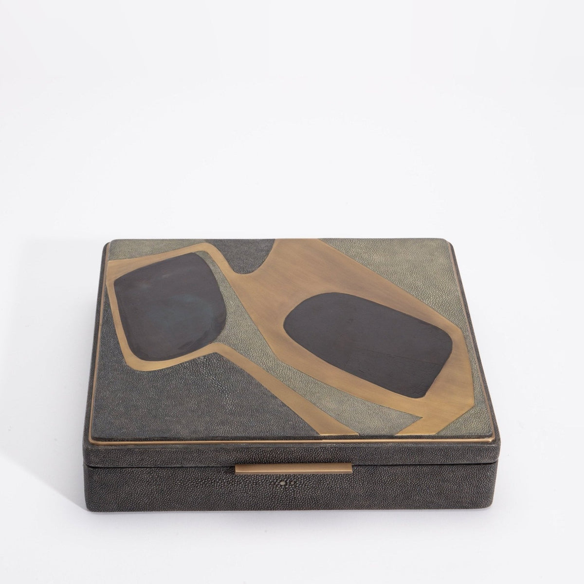 Jewelry Box in Shagreen with Shell and Brass Details by Kifu Paris