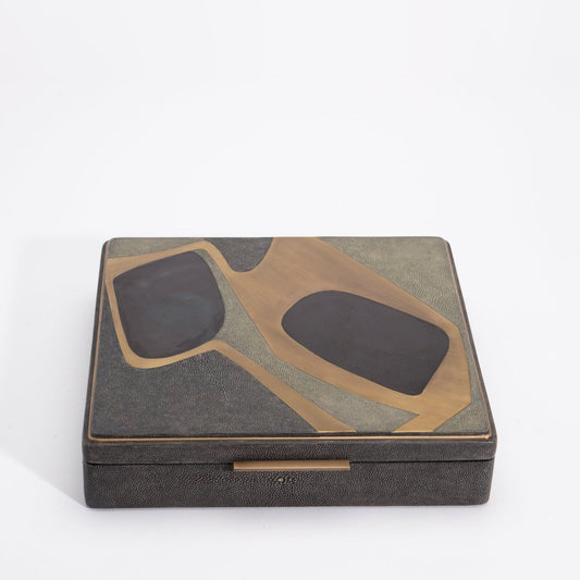 Jewelry Box in Shagreen with Shell and Brass Details by Kifu Paris
