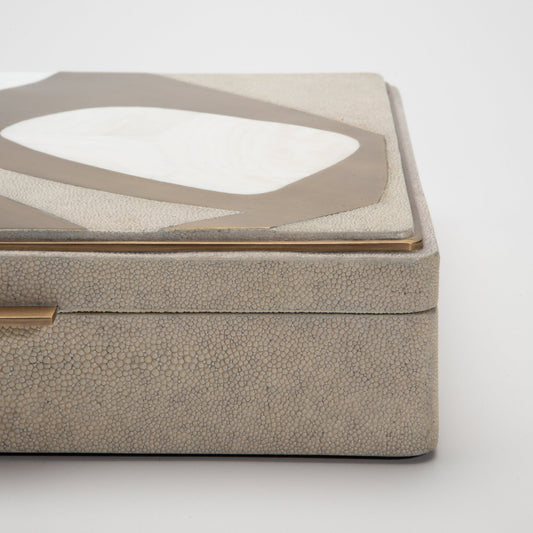 Jewelry Box in Shagreen with Shell and Brass Details by Kifu Paris