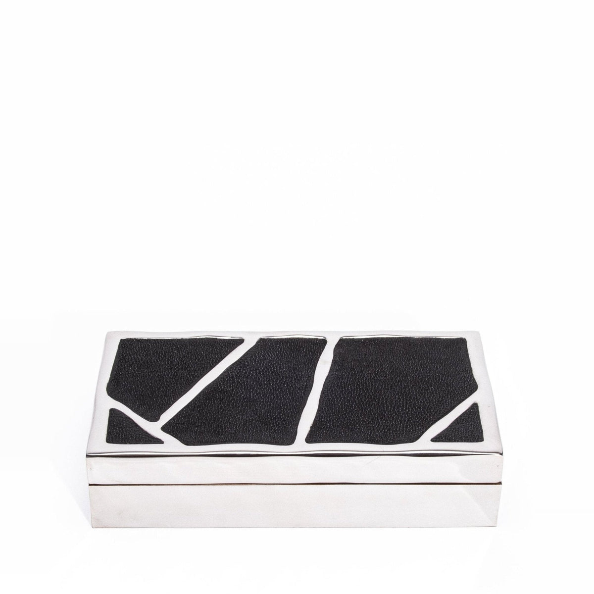 Modern Box in Black Shagreen with Polished Stainless Steel by R&Y Augousti
