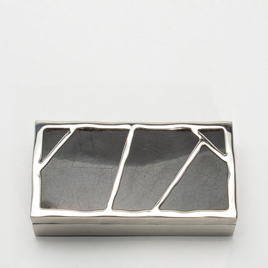 Modern Box in Black Shell with Polished Stainless Steel by R&Y Augousti