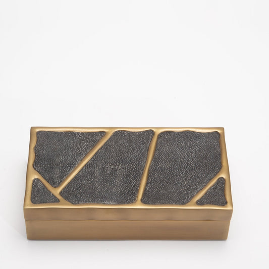 Modern Box in Coal Shagreen with Bronze Patina Brass by R&Y Augousti