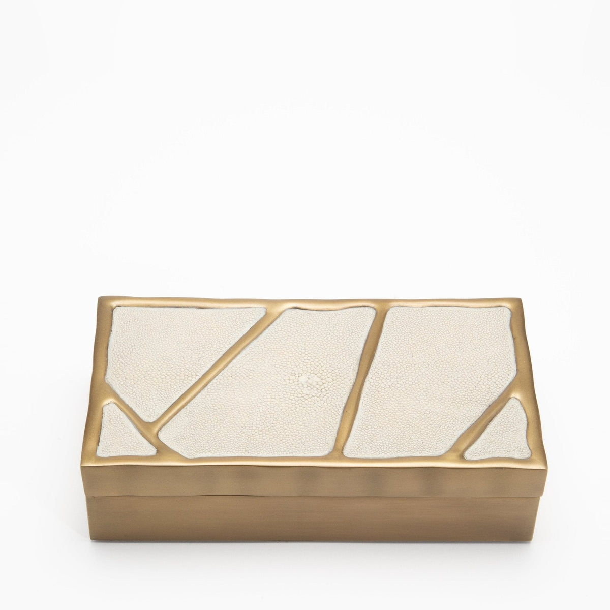 Modern Box in Cream Shagreen with Bronze Patina Brass by R&Y Augousti