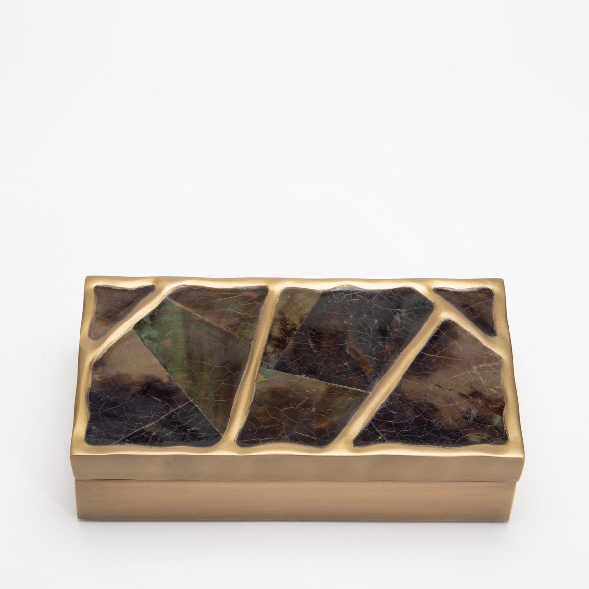 Modern Box in Green Shell with Bronze Patina Brass by R&Y Augousti