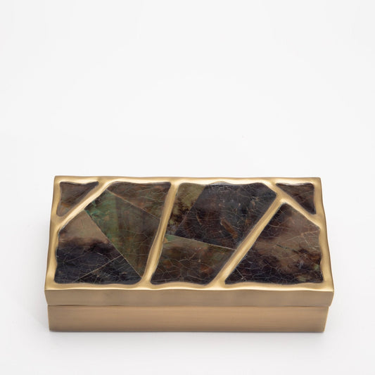 Modern Box in Green Shell with Bronze Patina Brass by R&Y Augousti