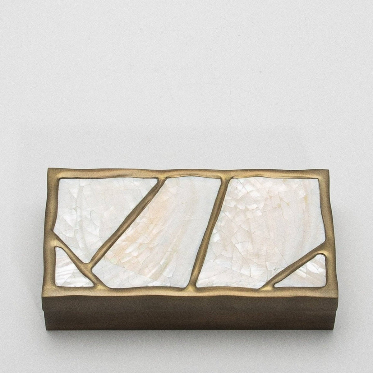 Modern Box in Mother of Pearl with Bronze Patina Brass by R&Y Augousti