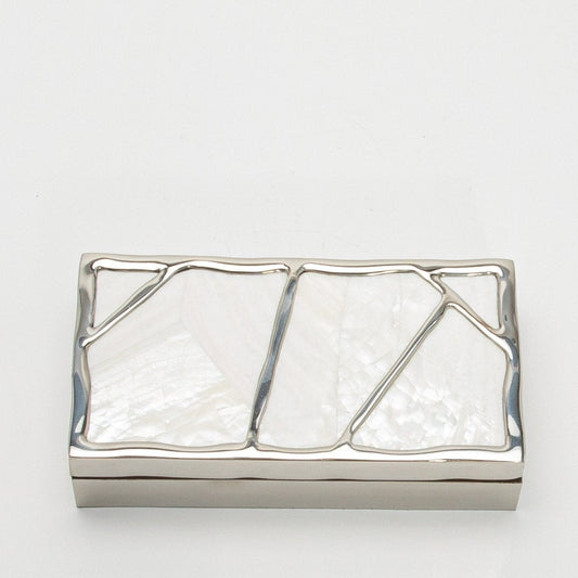 Modern Box in Mother of Pearl with Polished Stainless Steel by R&Y Augousti