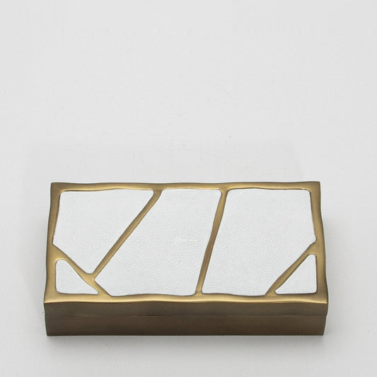 Modern Box in White Shagreen with Bronze Patina Brass by R&Y Augousti