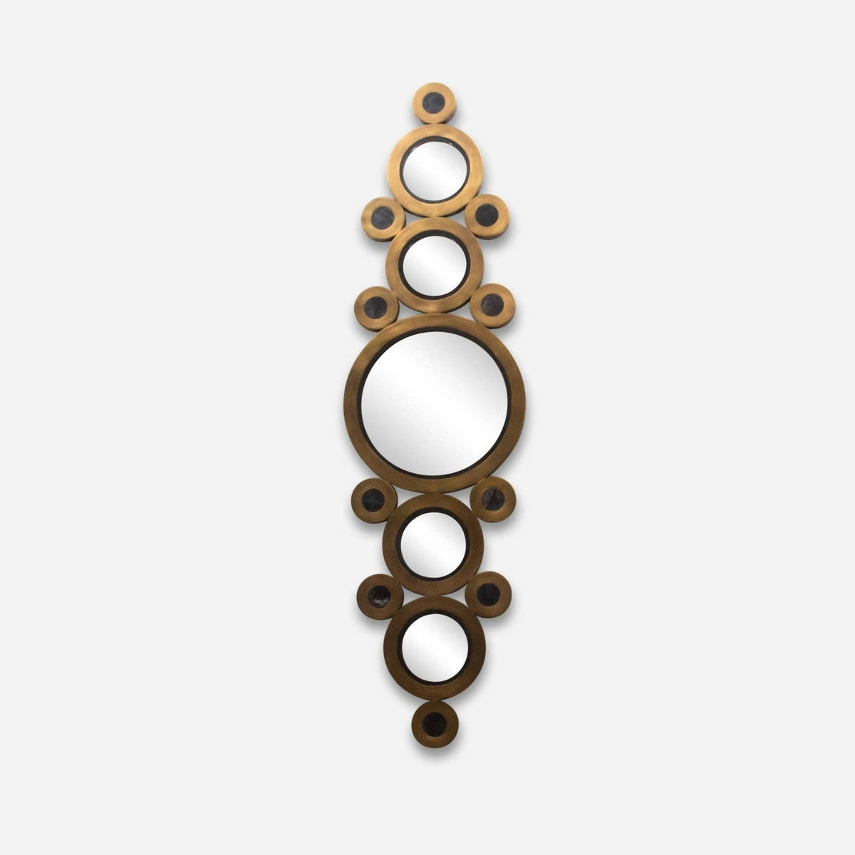 Modern Mirror in Bronze Patina Brass with Shagreen and Quartz Details by R&Y Augousti