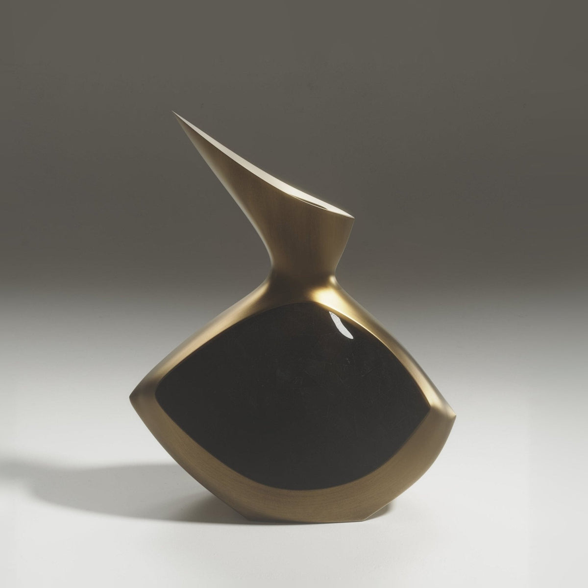 Modern Sculptural Vase in Brass with Pen Shell  by R&Y Augousti