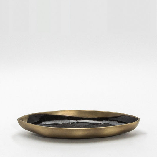 Bowl in Bronze Patina Brass with Black Shell Details by KIFU Paris at MOGUL