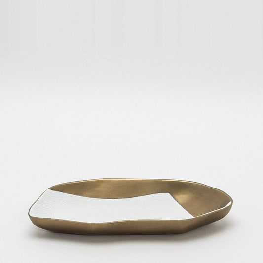 Bowl in Bronze Patina Brass with White Shagreen Details by KIFU Paris at MOGUL