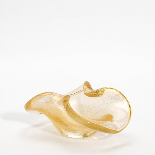 Murano Dish with 24-Karat Gold Flecks and Curved Detailing at MOGUL