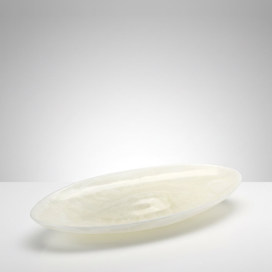 Oversized Centerpiece Bowl in Pure White Onyx by Barberini & Gunnell at MOGUL