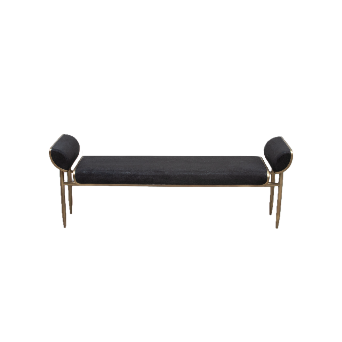 Bench in Black Shagreen with Bronze Patina Brass by Kifu Paris at MOGUL