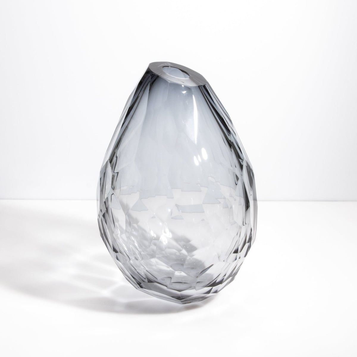 Murano Barrel Vase with Side Cut in Grey