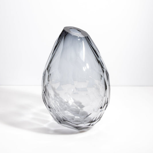 Murano Barrel Vase with Side Cut in Grey