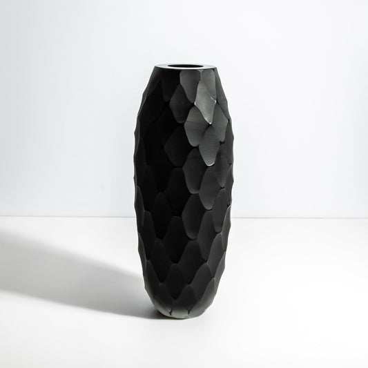 Murano Battuto Tall Vase in Black