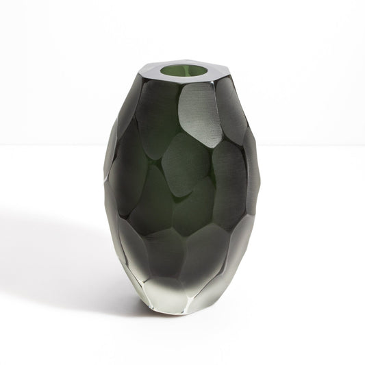 Murano Battuto Vase in Deep Green