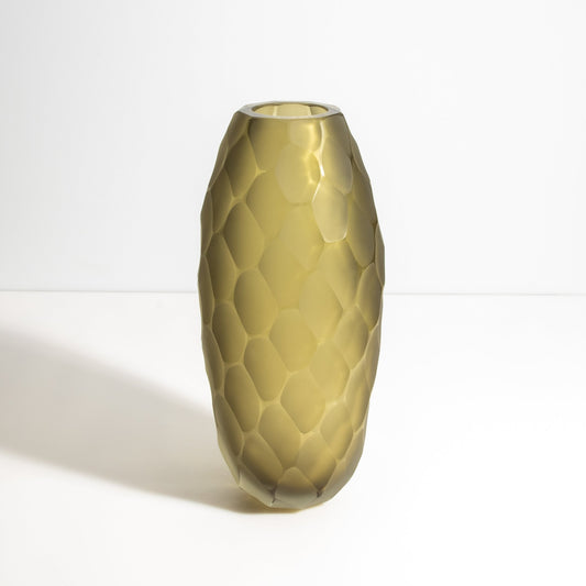 Murano Battuto Vase in Olive