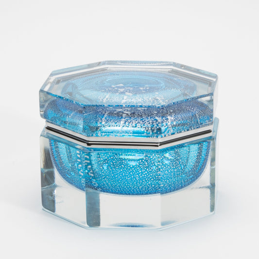 Murano Box in Aqua Blue with Silver Flecks and Chrome Fittings