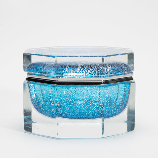 Murano Box in Aqua Blue with Silver Flecks and Chrome Fittings
