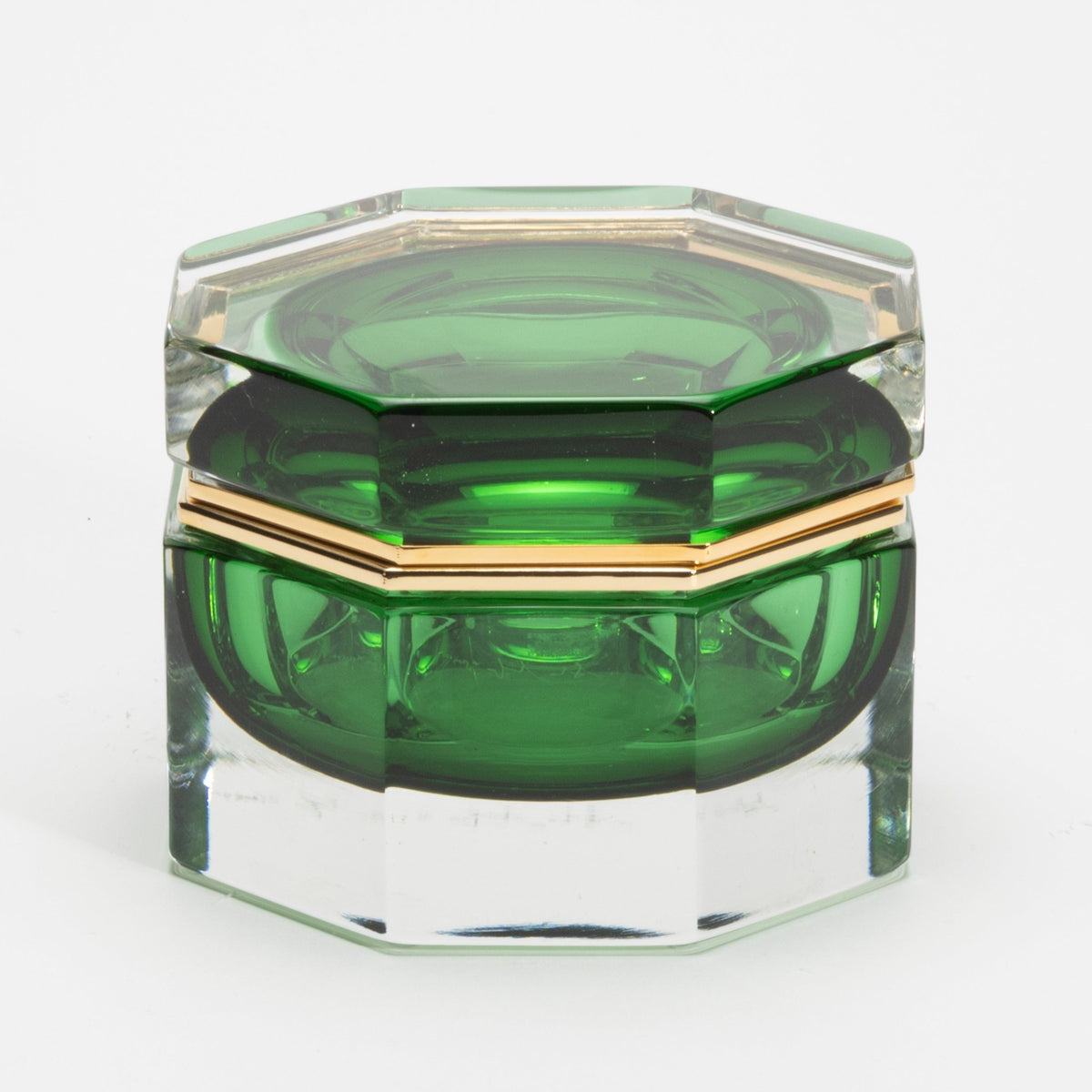 Murano Box in Emerald Green with Brass Fittings