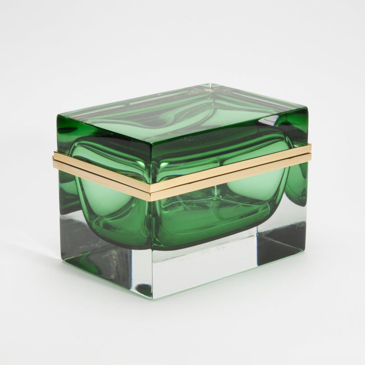 Murano Box in Emerald Green with Brass Fittings