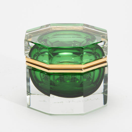 Murano Box in Emerald Green with Brass Fittings