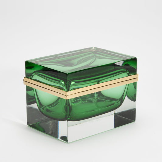 Murano Box in Emerald Green with Brass Fittings