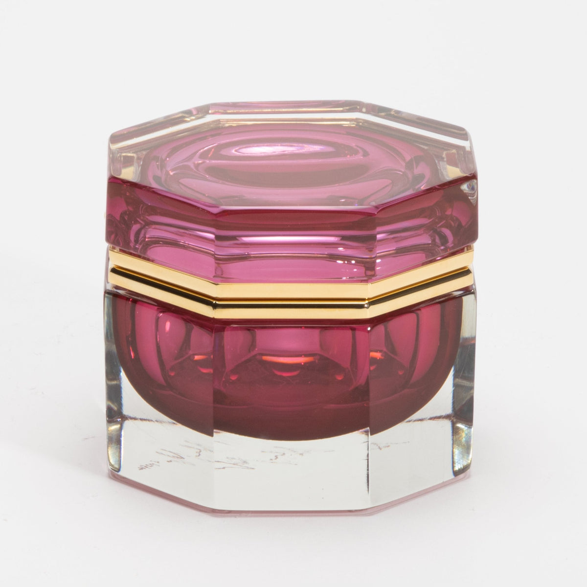 Murano Box in Ruby with Brass Fittings