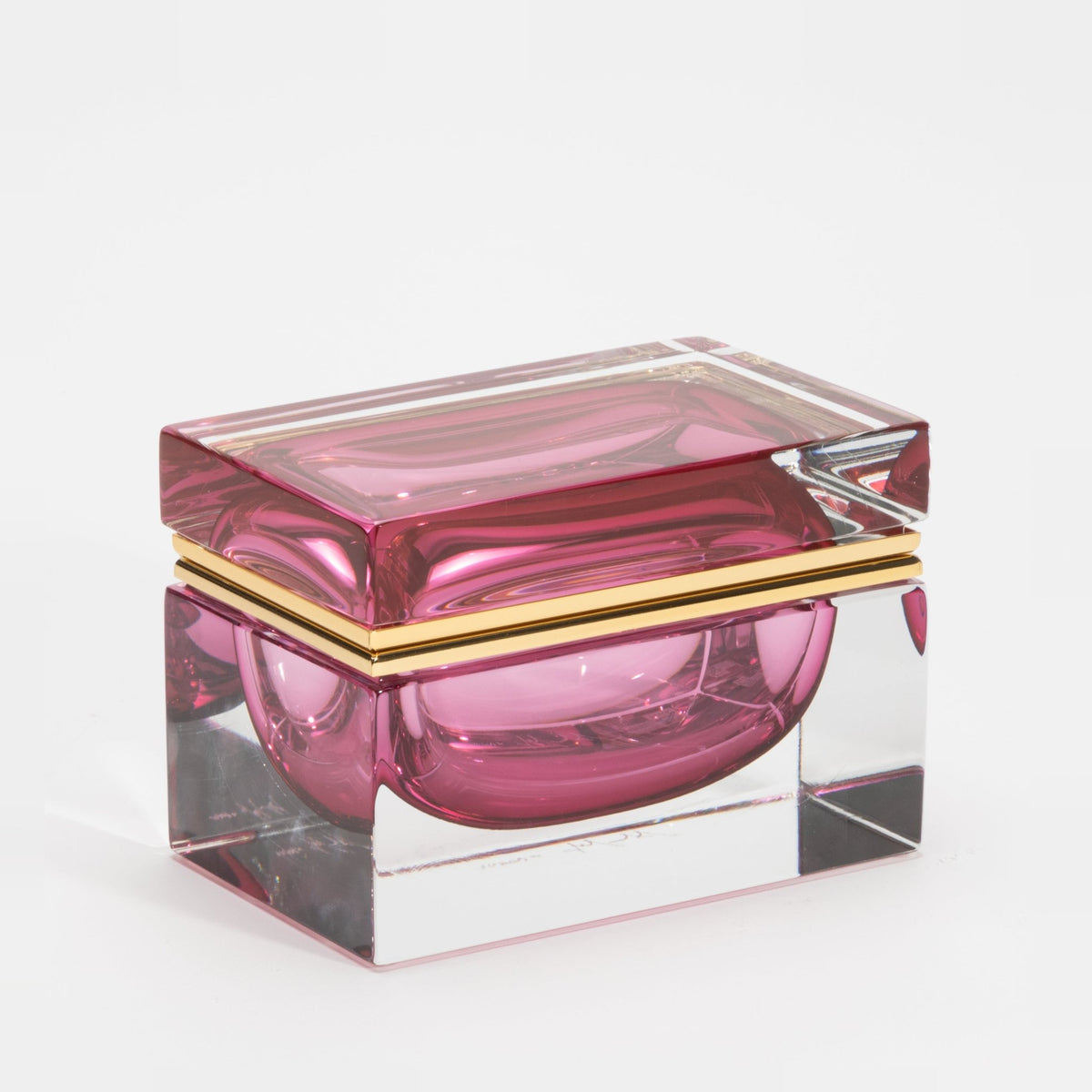 Murano Box in Ruby with Brass Fittings
