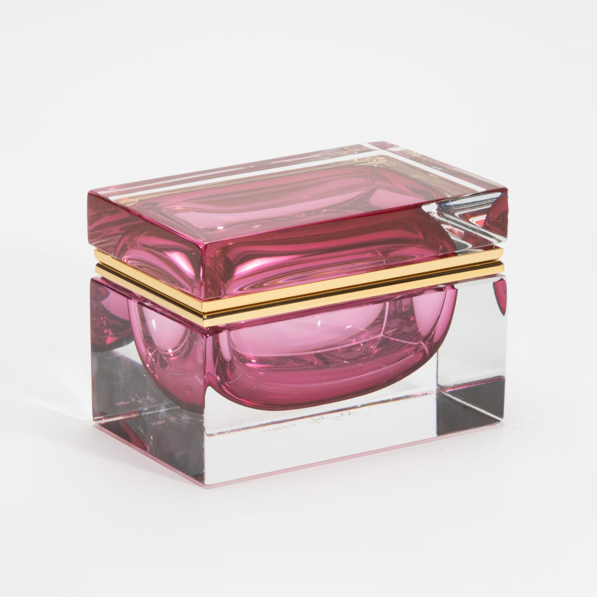 Murano Box in Ruby with Brass Fittings