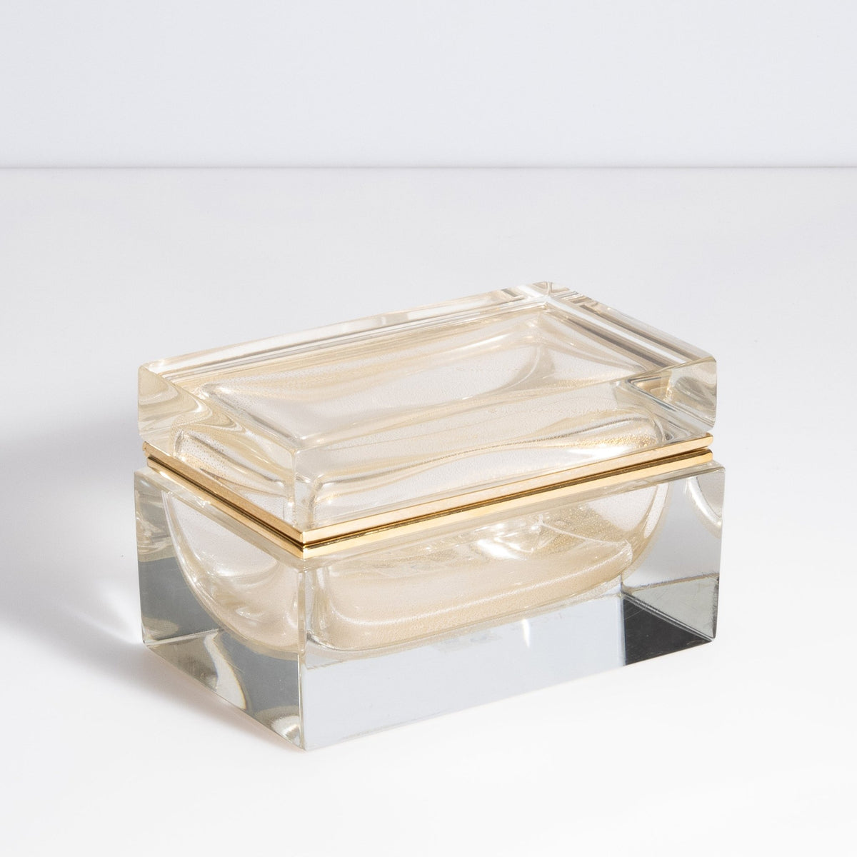Murano Box with Brass Fittings in 24-Karat Gold Flecks
