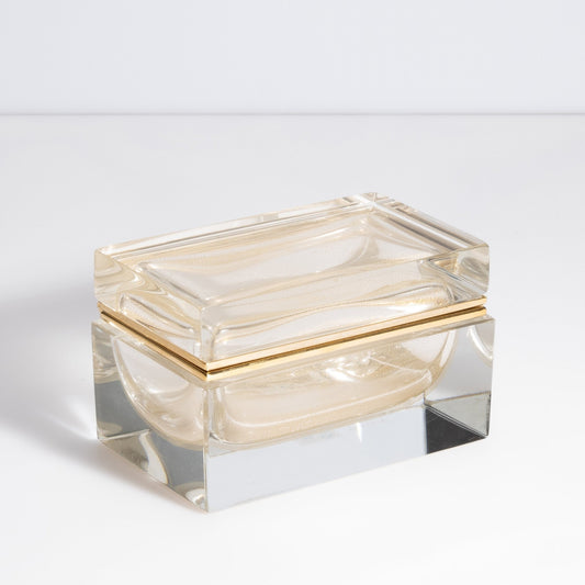 Murano Box with Brass Fittings in 24-Karat Gold Flecks