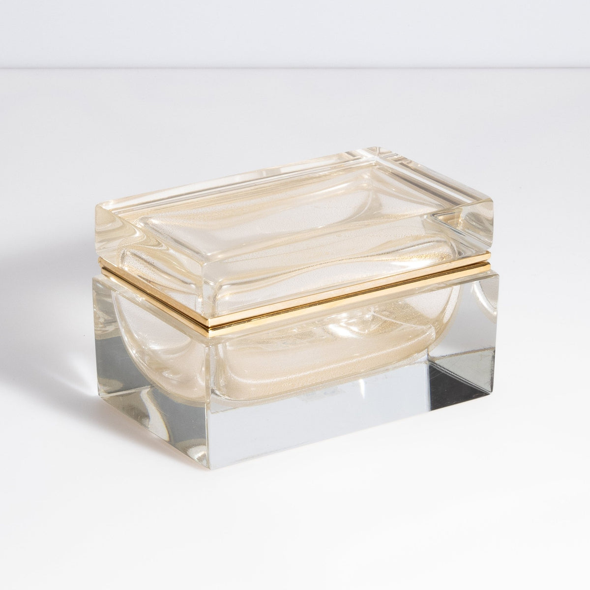 Murano Box with Brass Fittings in 24-Karat Gold Flecks