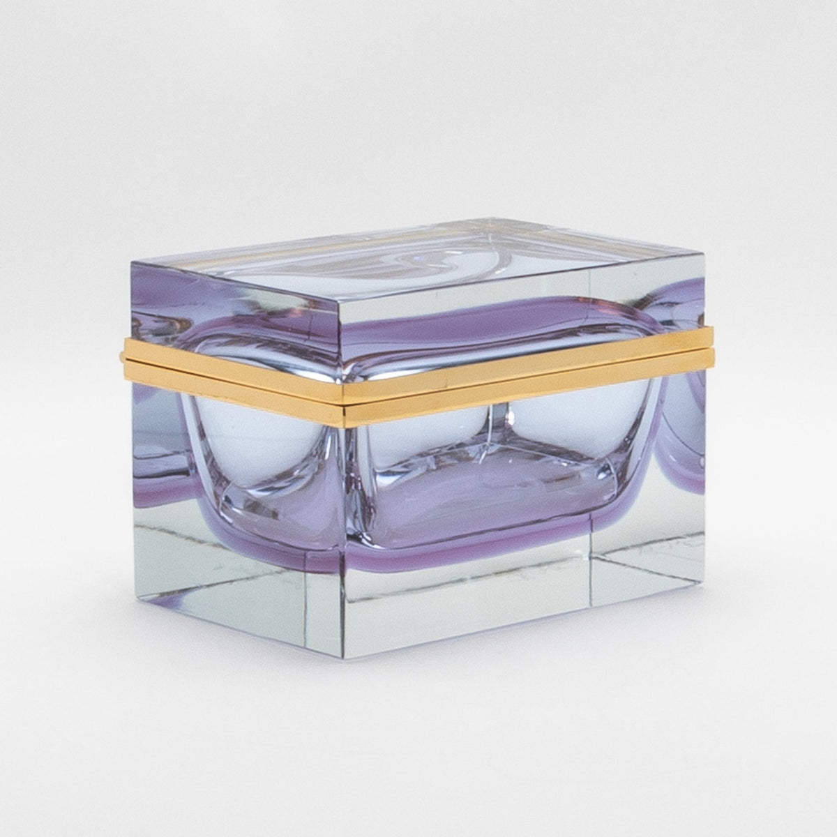 Murano Box with Brass Fittings in Alexandrite