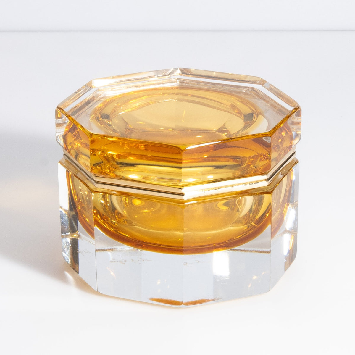 Murano Box with Brass Fittings in Amber