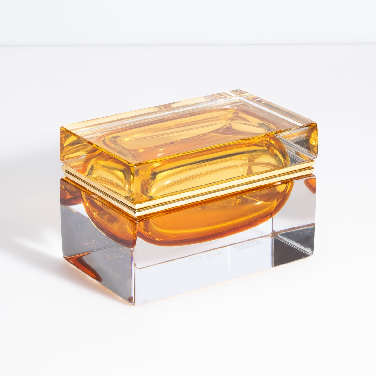 Murano Box with Brass Fittings in Amber