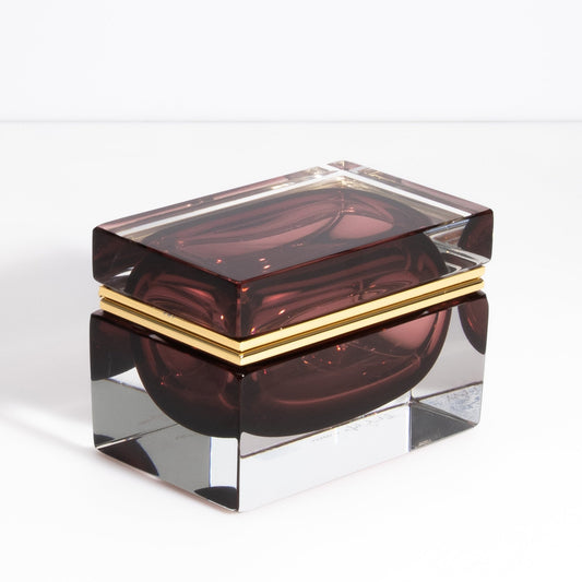 Murano Box with Brass Fittings in Amethyst