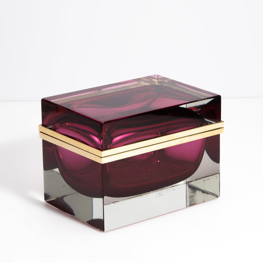 Murano Box with Brass Fittings in Ruby