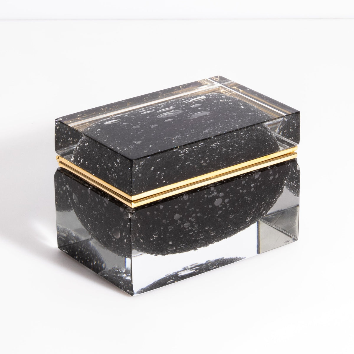 Murano Box with Bubbles and Brass Fittings in Black