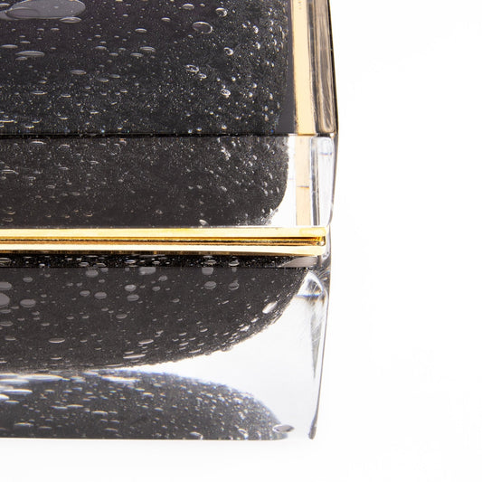 Murano Box with Bubbles and Brass Fittings in Black