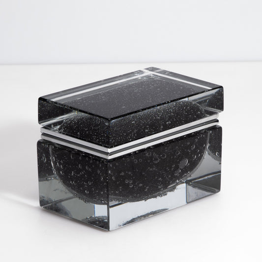 Murano Box with Bubbles and Chrome Fittings in Black