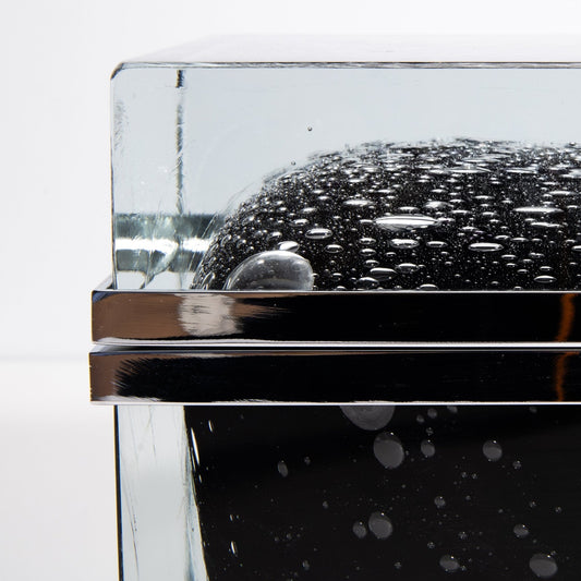 Murano Box with Bubbles and Chrome Fittings in Onyx Black