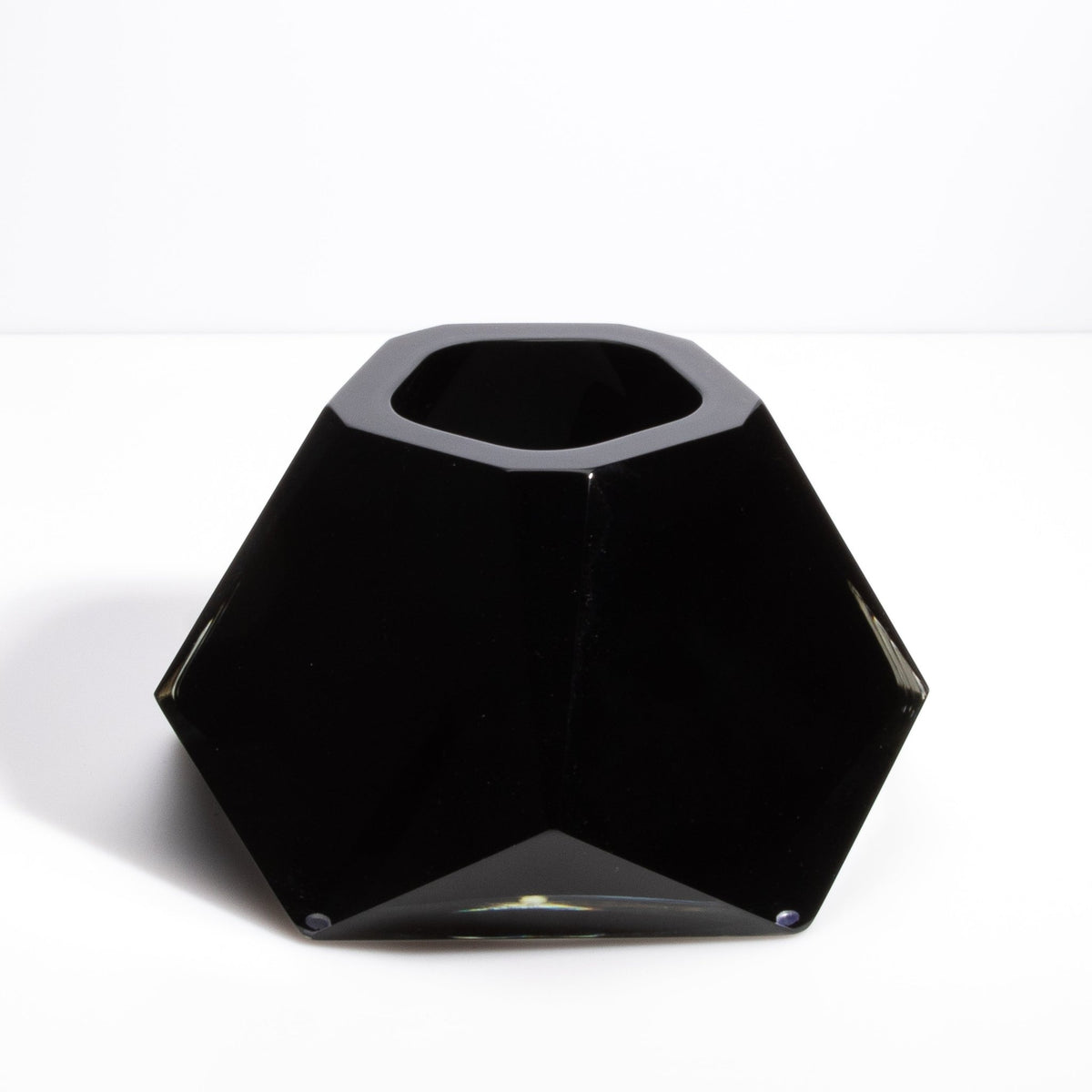 Murano Briolette Vase in Onyx Black